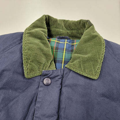 【現状渡し品】【メンズ】 CORDUROY COLLAR DOWN JACKET コーデュロイ カラー ダウン ジャケット アウター 146-260223-kh-03-izu サイズ：M カラー：ネイビー×グリーン 万代Net店