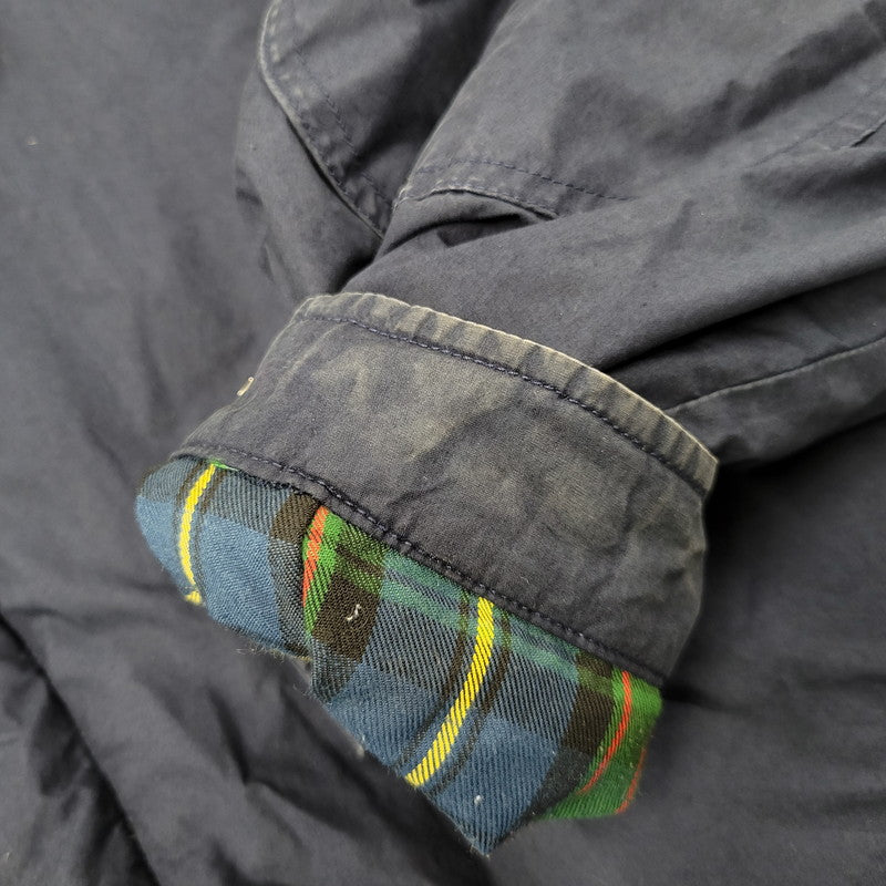 【現状渡し品】【メンズ】 CORDUROY COLLAR DOWN JACKET コーデュロイ カラー ダウン ジャケット アウター 146-260223-kh-03-izu サイズ：M カラー：ネイビー×グリーン 万代Net店