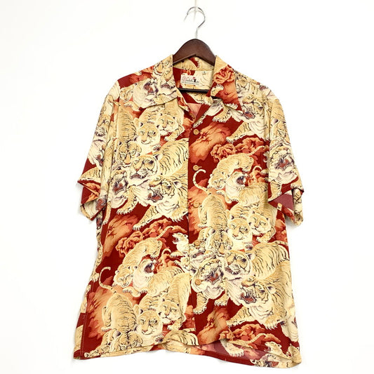 【中古品】【メンズ】 SPECIAL EDITION スペシャル・エディション SS31814 WARDROBE ワードローブ 百虎 THE HUNDRED TIGERS ALOHA SHIRT ザ ハンドレッド タイガース アロハシャツ トップス 半袖 145-260221-ya-03-izu サイズ：M カラー：レッド系 万代Net店