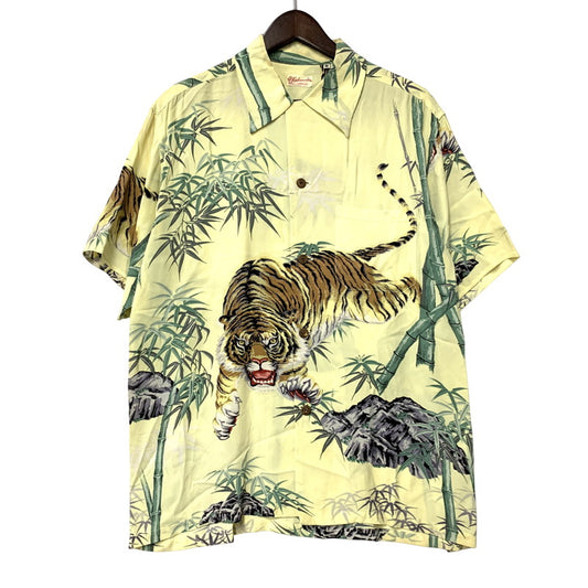 【中古品】【メンズ】 SPECIAL EDITION RAYON S/S KAIKAMAHINE TIGER READY FOR THE HUNT SS32946 スペシャルエディション レーヨン ショートスリーブ シャツ 半袖 145-260220-as-11-izu サイズ：M カラー：イエロー系 万代Net店
