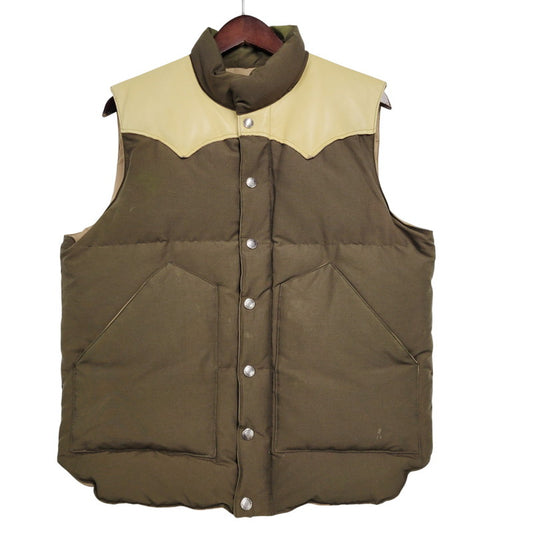 【現状渡し品】【メンズ】 LEATHER YOKE DOWN VEST SC11597 レザー ヨーク ダウンベスト 145-260223-as-23-izu サイズ：M カラー：ブラウン系 万代Net店