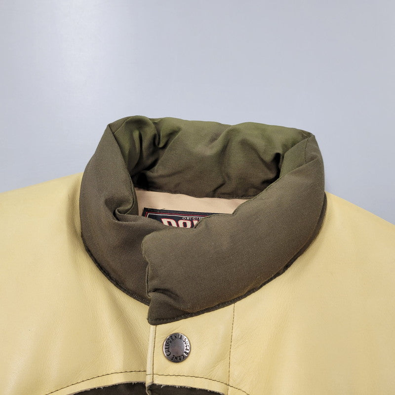 【現状渡し品】【メンズ】 LEATHER YOKE DOWN VEST SC11597 レザー ヨーク ダウンベスト 145-260223-as-23-izu サイズ：M カラー：ブラウン系 万代Net店