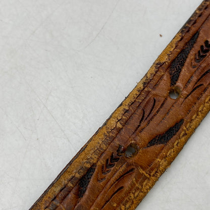 【現状渡し品】【メンズ】 JUSTIN ジャスティン C10604 CARVING LEATHER BELT カービング レザー ベルト 205-260224-cs-11-izu サイズ：32 カラー：ブラウン 万代Net店
