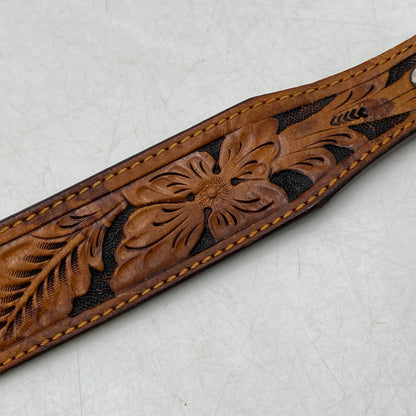 【現状渡し品】【メンズ】 JUSTIN ジャスティン C10604 CARVING LEATHER BELT カービング レザー ベルト 205-260224-cs-11-izu サイズ：32 カラー：ブラウン 万代Net店