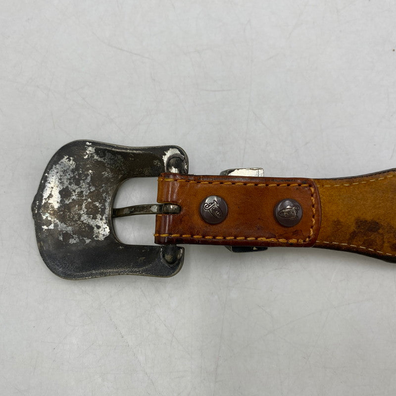 【現状渡し品】【メンズ】 JUSTIN ジャスティン C10604 CARVING LEATHER BELT カービング レザー ベルト 205-260224-cs-11-izu サイズ：32 カラー：ブラウン 万代Net店