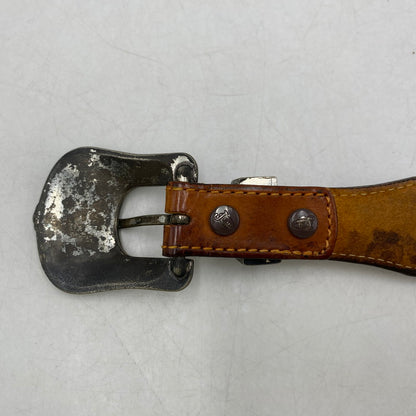【現状渡し品】【メンズ】 JUSTIN ジャスティン C10604 CARVING LEATHER BELT カービング レザー ベルト 205-260224-cs-11-izu サイズ：32 カラー：ブラウン 万代Net店