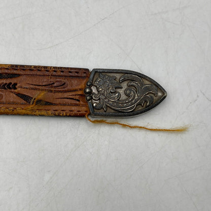【現状渡し品】【メンズ】 JUSTIN ジャスティン C10604 CARVING LEATHER BELT カービング レザー ベルト 205-260224-cs-11-izu サイズ：32 カラー：ブラウン 万代Net店