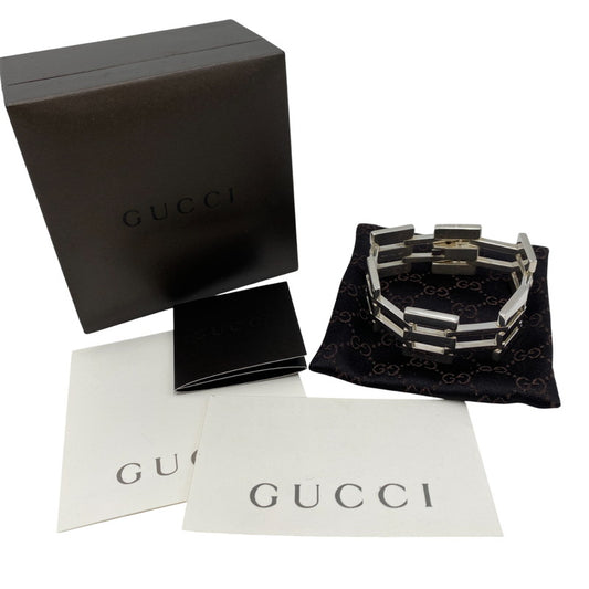 【中古品】【メンズ/レディース】 GUCCI グッチ 925 HEAVY GATE LINK ヘビー ゲート リンク ブレスレット アクセサリー 182-260220-cs-11-izu カラー：シルバー 万代Net店