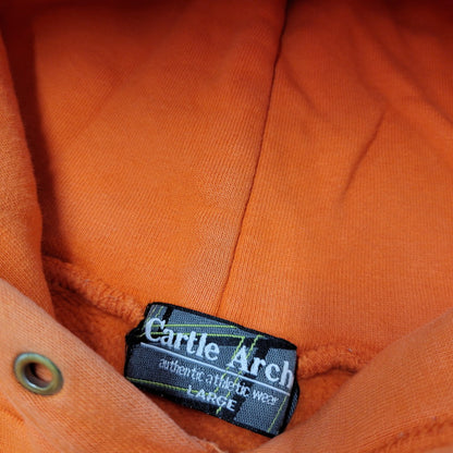 【中古品】【メンズ】 CARTLE ARCHE OVERAGE 12 PRINT HOODIE プリント フーディー パーカー 長袖 トップス 146-260223-as-27-izu サイズ：L カラー：オレンジ 万代Net店