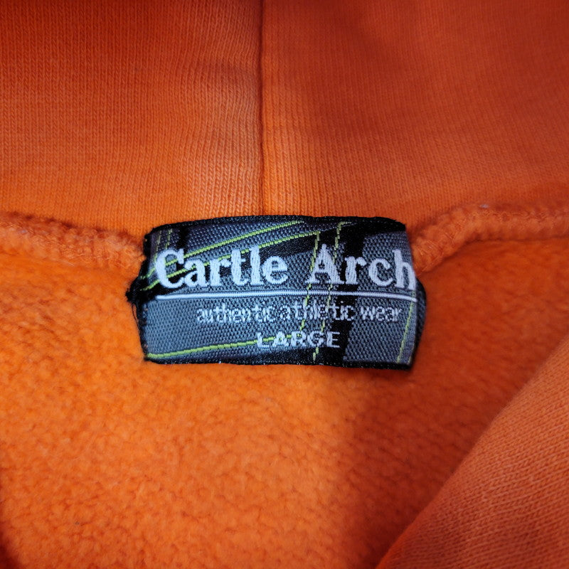 【中古品】【メンズ】 CARTLE ARCHE OVERAGE 12 PRINT HOODIE プリント フーディー パーカー 長袖 トップス 146-260223-as-27-izu サイズ：L カラー：オレンジ 万代Net店