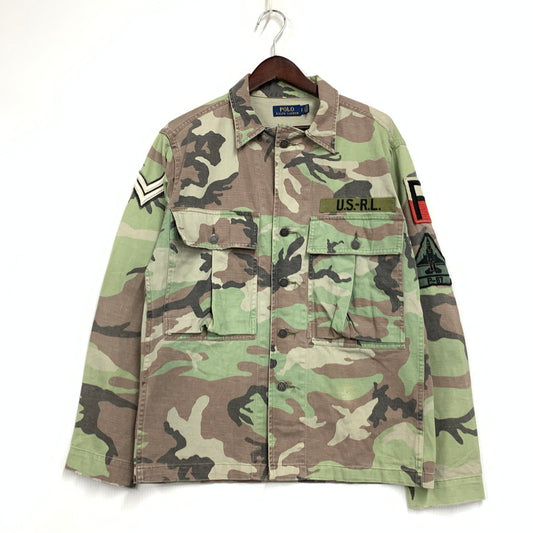 【中古品】【メンズ】 JAPAN TIGER ARTWORK MILITARY ARMY CAMO CHEVRON SHIRT JACKET ジャパン タイガー アートワーク ミリタリー アーミー カモ シェブロン シャツ ジャケット アウター 147-260221-ya-02-izu サイズ：S カラー：マルチ 万代Net店