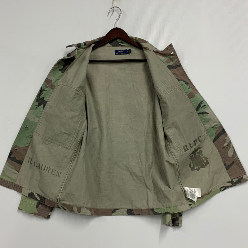 【中古品】【メンズ】 JAPAN TIGER ARTWORK MILITARY ARMY CAMO CHEVRON SHIRT JACKET ジャパン タイガー アートワーク ミリタリー アーミー カモ シェブロン シャツ ジャケット アウター 147-260221-ya-02-izu サイズ：S カラー：マルチ 万代Net店