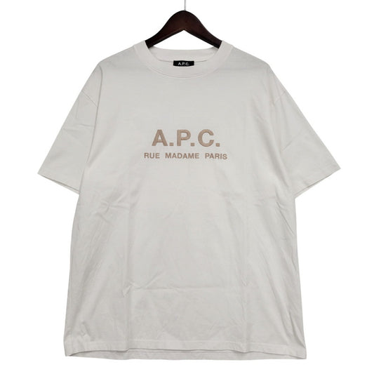【中古品】【メンズ】 A.P.C. アーペーセー RUE MADAME LOGO S/S TEE 4114323 刺繍ロゴ ショートスリーブ Tシャツ 半袖 トップス 141-260223-as-25-izu サイズ：L カラー：ホワイト 万代Net店