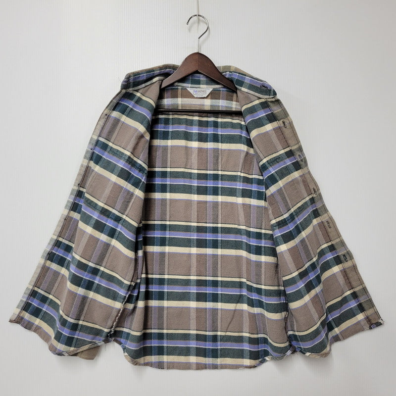 【中古品】【メンズ】 70-80S 三角タグ USA製 FLANNEL SHIRT フランネル シャツ トップス 146-260222-yn-01-izu サイズ：L カラー：BEIGE/GREEN/BLUE 万代Net店