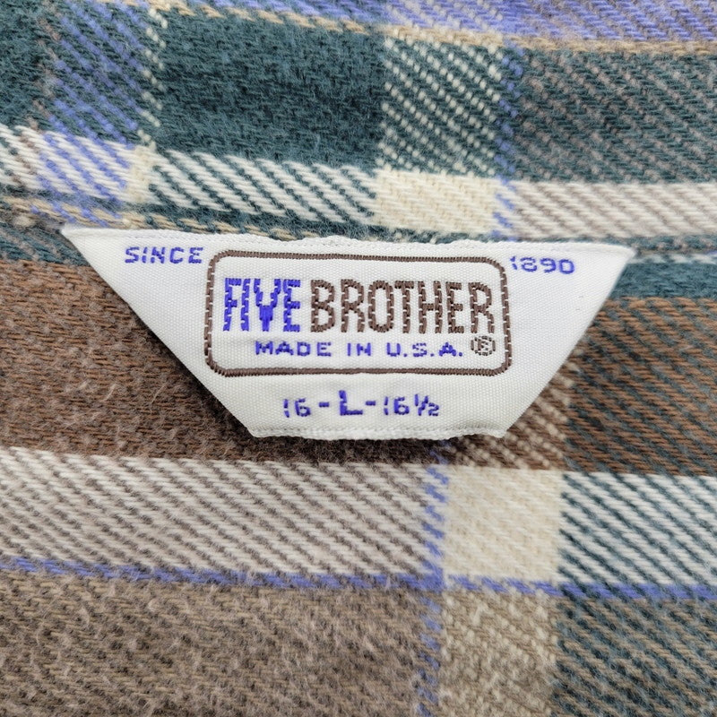 【中古品】【メンズ】 70-80S 三角タグ USA製 FLANNEL SHIRT フランネル シャツ トップス 146-260222-yn-01-izu サイズ：L カラー：BEIGE/GREEN/BLUE 万代Net店