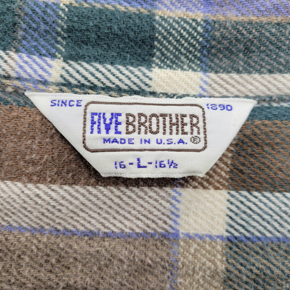 【中古品】【メンズ】 70-80S 三角タグ USA製 FLANNEL SHIRT フランネル シャツ トップス 146-260222-yn-01-izu サイズ：L カラー：BEIGE/GREEN/BLUE 万代Net店