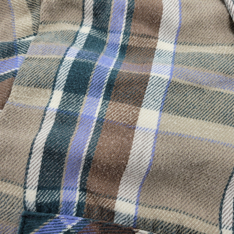 【中古品】【メンズ】 70-80S 三角タグ USA製 FLANNEL SHIRT フランネル シャツ トップス 146-260222-yn-01-izu サイズ：L カラー：BEIGE/GREEN/BLUE 万代Net店