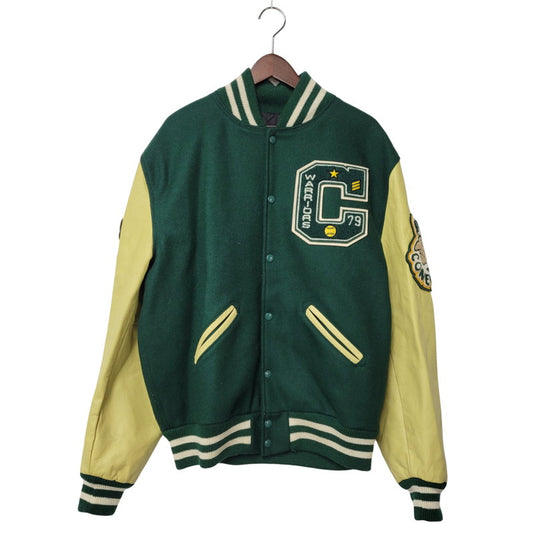 【中古品】【メンズ】 C5-E601 ランタグ復刻 USA製"CONEY ISLAND"WOOL×LEATHER STADIUM JACKET ウール レザー スタジアム ジャケット 146-260222-yn-02-izu サイズ：L カラー：GREEN/BEIGE 万代Net店