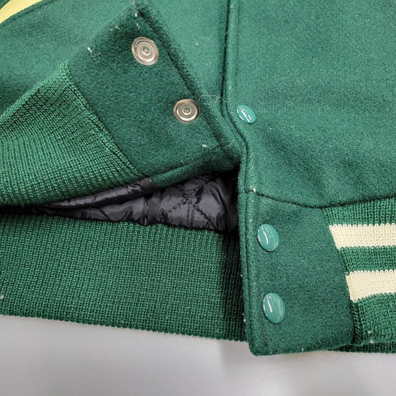 【中古品】【メンズ】 C5-E601 ランタグ復刻 USA製"CONEY ISLAND"WOOL×LEATHER STADIUM JACKET ウール レザー スタジアム ジャケット 146-260222-yn-02-izu サイズ：L カラー：GREEN/BEIGE 万代Net店