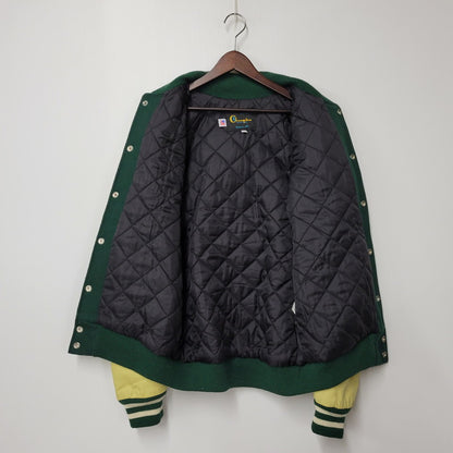 【中古品】【メンズ】 C5-E601 ランタグ復刻 USA製"CONEY ISLAND"WOOL×LEATHER STADIUM JACKET ウール レザー スタジアム ジャケット 146-260222-yn-02-izu サイズ：L カラー：GREEN/BEIGE 万代Net店