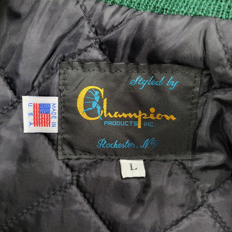 【中古品】【メンズ】 C5-E601 ランタグ復刻 USA製"CONEY ISLAND"WOOL×LEATHER STADIUM JACKET ウール レザー スタジアム ジャケット 146-260222-yn-02-izu サイズ：L カラー：GREEN/BEIGE 万代Net店