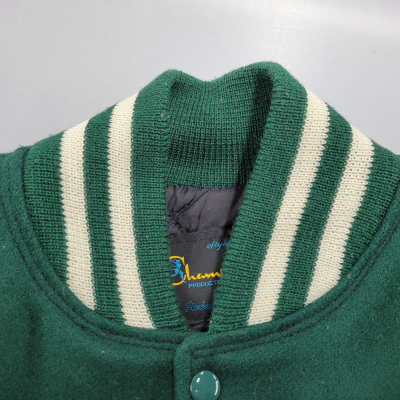 【中古品】【メンズ】 C5-E601 ランタグ復刻 USA製"CONEY ISLAND"WOOL×LEATHER STADIUM JACKET ウール レザー スタジアム ジャケット 146-260222-yn-02-izu サイズ：L カラー：GREEN/BEIGE 万代Net店