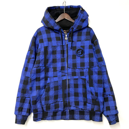 【中古品】【メンズ】 BOA LINER CHECK HOODED JACKET ボアライナー チェック フーデッドジャケット アウター 148-260228-as-09-izu サイズ：M カラー：ブルー×ブラック 万代Net店