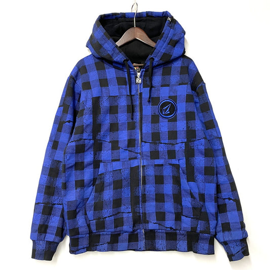 【中古品】【メンズ】 BOA LINER CHECK HOODED JACKET ボアライナー チェック フーデッドジャケット アウター 148-260228-as-09-izu サイズ：M カラー：ブルー×ブラック 万代Net店