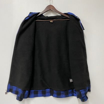 【中古品】【メンズ】 BOA LINER CHECK HOODED JACKET ボアライナー チェック フーデッドジャケット アウター 148-260228-as-09-izu サイズ：M カラー：ブルー×ブラック 万代Net店