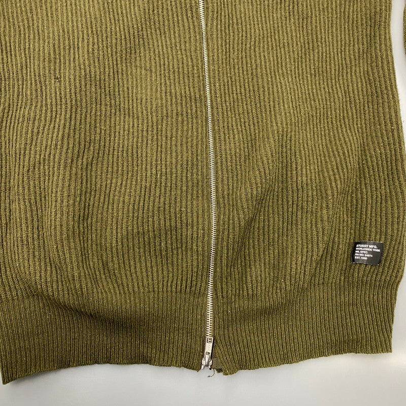 【中古品】【メンズ】 FRONT BUTTON DOUBLE-ZIP WOOL KNIT フロント ボタン ダブルジップ ウール ニット トップス 長袖 142-260225-cs-09-izu サイズ：XL カラー：カーキ 万代Net店