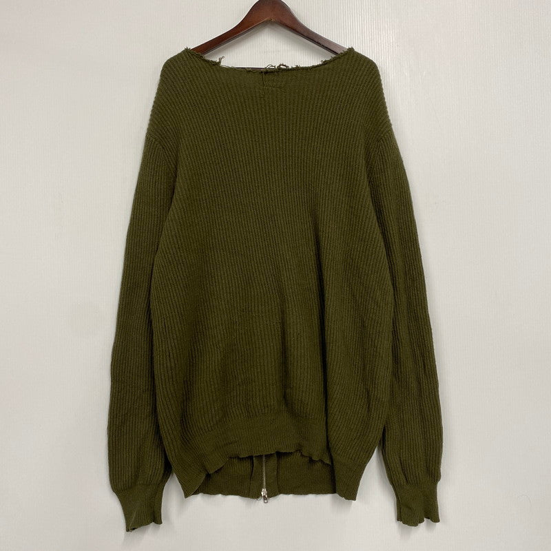 【中古品】【メンズ】 FRONT BUTTON DOUBLE-ZIP WOOL KNIT フロント ボタン ダブルジップ ウール ニット トップス 長袖 142-260225-cs-09-izu サイズ：XL カラー：カーキ 万代Net店