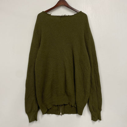 【中古品】【メンズ】 FRONT BUTTON DOUBLE-ZIP WOOL KNIT フロント ボタン ダブルジップ ウール ニット トップス 長袖 142-260225-cs-09-izu サイズ：XL カラー：カーキ 万代Net店