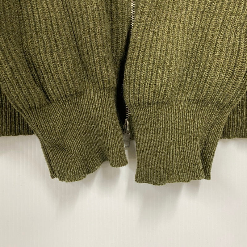 【中古品】【メンズ】 FRONT BUTTON DOUBLE-ZIP WOOL KNIT フロント ボタン ダブルジップ ウール ニット トップス 長袖 142-260225-cs-09-izu サイズ：XL カラー：カーキ 万代Net店