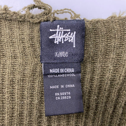 【中古品】【メンズ】 FRONT BUTTON DOUBLE-ZIP WOOL KNIT フロント ボタン ダブルジップ ウール ニット トップス 長袖 142-260225-cs-09-izu サイズ：XL カラー：カーキ 万代Net店
