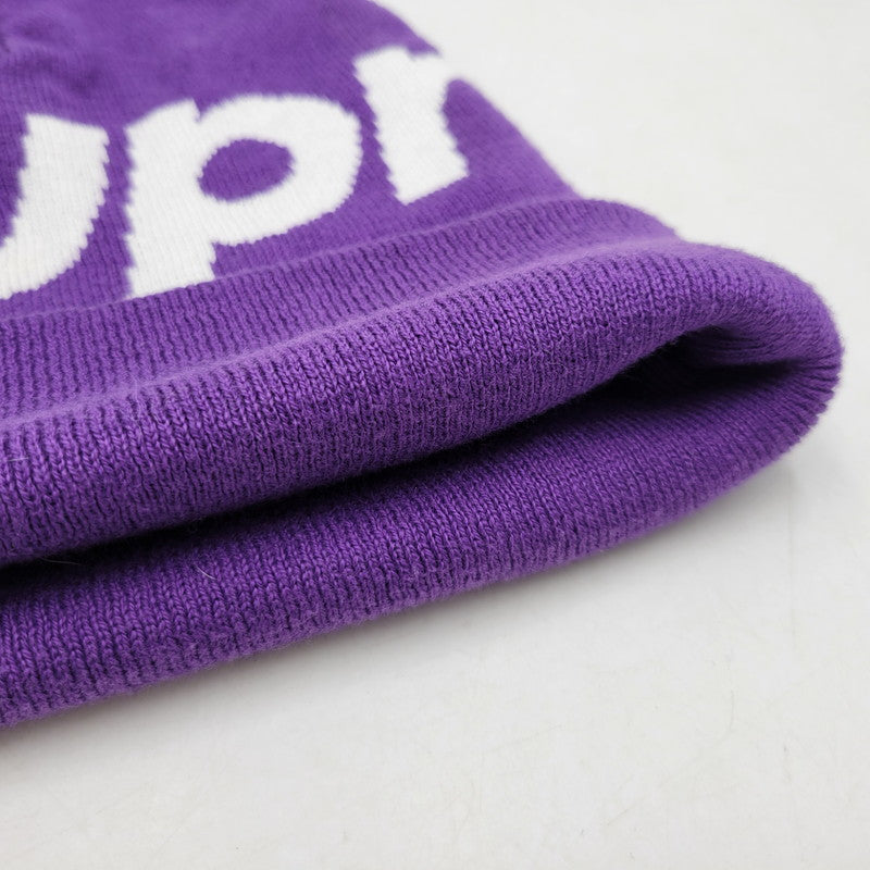 【中古品】【メンズ/レディース】 BIG LOGO BEANIE ビッグ ロゴ ビーニー ニット帽 帽子 185-260223-as-19-izu サイズ：F カラー：パープル 万代Net店
