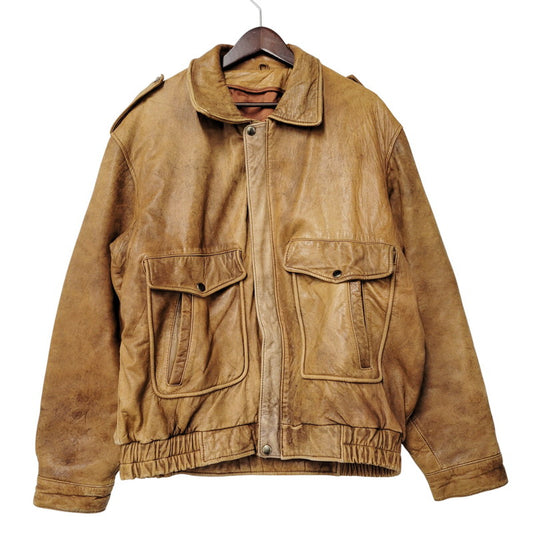 【現状渡し品】【メンズ】 USED SHEEPSKIN A-2 TYPE LEATHER JACKET S-8703 シープスキン A-2タイプ レザージャケット アウター 146-260228-as-20-izu サイズ：XL カラー：ブラウン 万代Net店