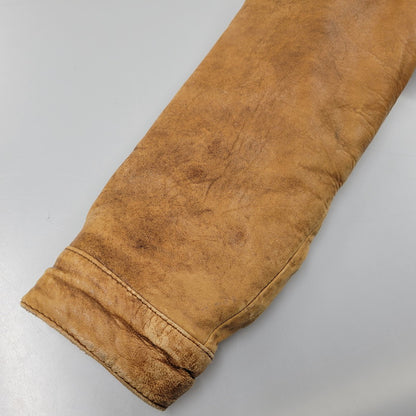 【現状渡し品】【メンズ】 USED SHEEPSKIN A-2 TYPE LEATHER JACKET S-8703 シープスキン A-2タイプ レザージャケット アウター 146-260228-as-20-izu サイズ：XL カラー：ブラウン 万代Net店