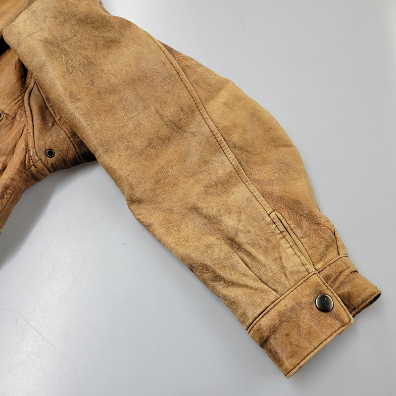 【現状渡し品】【メンズ】 USED SHEEPSKIN A-2 TYPE LEATHER JACKET S-8703 シープスキン A-2タイプ レザージャケット アウター 146-260228-as-20-izu サイズ：XL カラー：ブラウン 万代Net店