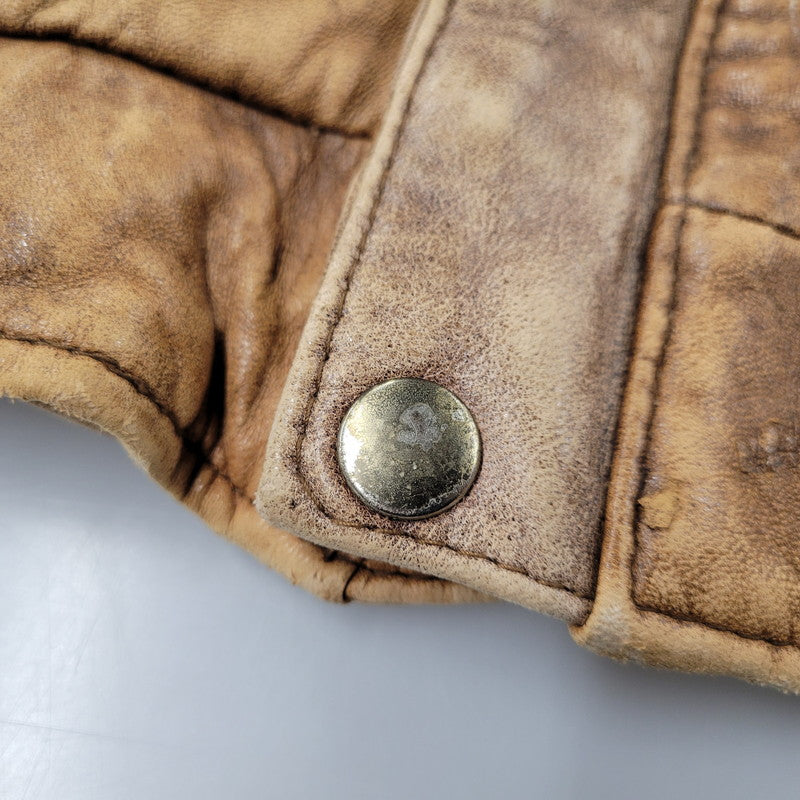 【現状渡し品】【メンズ】 USED SHEEPSKIN A-2 TYPE LEATHER JACKET S-8703 シープスキン A-2タイプ レザージャケット アウター 146-260228-as-20-izu サイズ：XL カラー：ブラウン 万代Net店