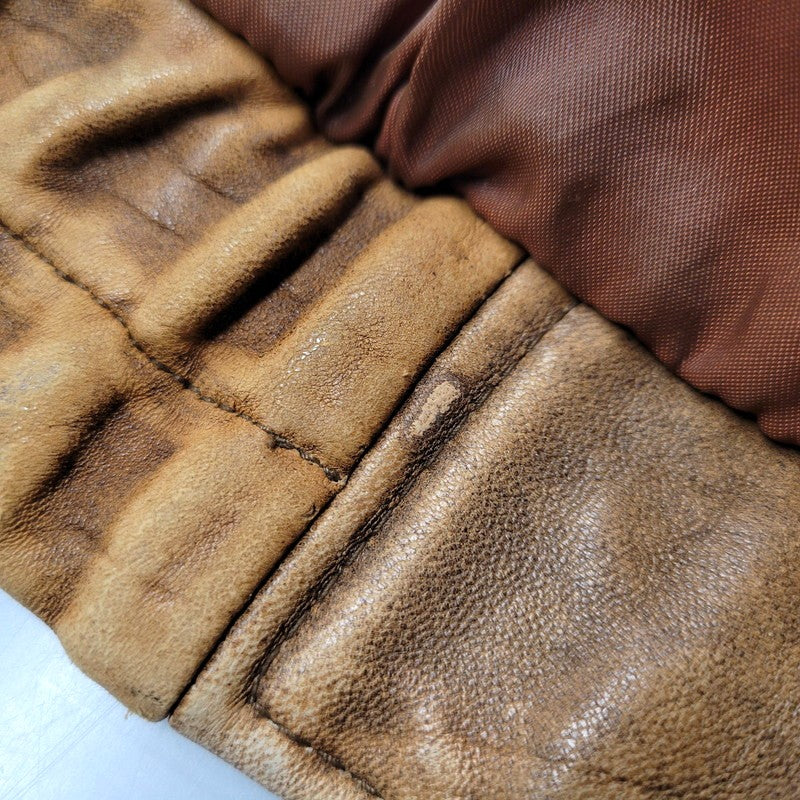 【現状渡し品】【メンズ】 USED SHEEPSKIN A-2 TYPE LEATHER JACKET S-8703 シープスキン A-2タイプ レザージャケット アウター 146-260228-as-20-izu サイズ：XL カラー：ブラウン 万代Net店
