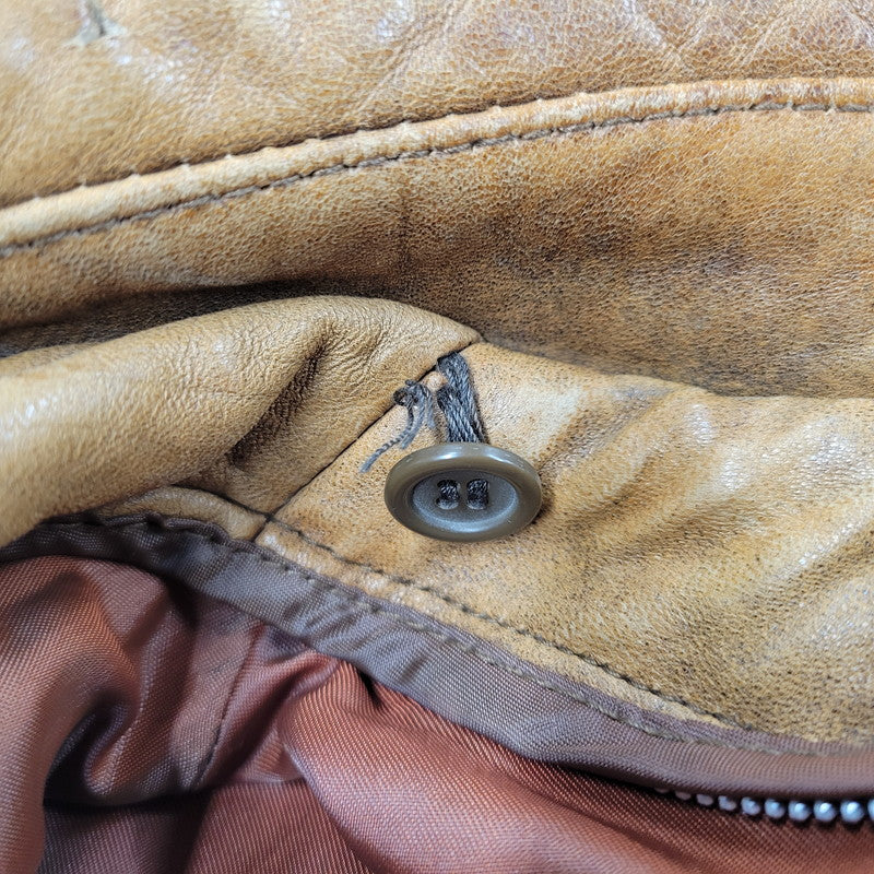 【現状渡し品】【メンズ】 USED SHEEPSKIN A-2 TYPE LEATHER JACKET S-8703 シープスキン A-2タイプ レザージャケット アウター 146-260228-as-20-izu サイズ：XL カラー：ブラウン 万代Net店