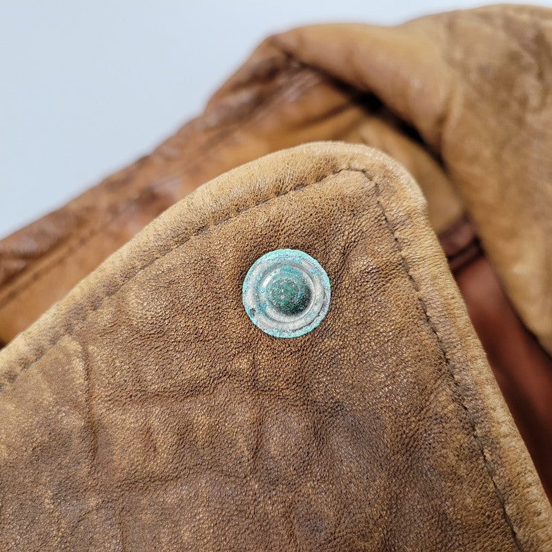 【現状渡し品】【メンズ】 USED SHEEPSKIN A-2 TYPE LEATHER JACKET S-8703 シープスキン A-2タイプ レザージャケット アウター 146-260228-as-20-izu サイズ：XL カラー：ブラウン 万代Net店