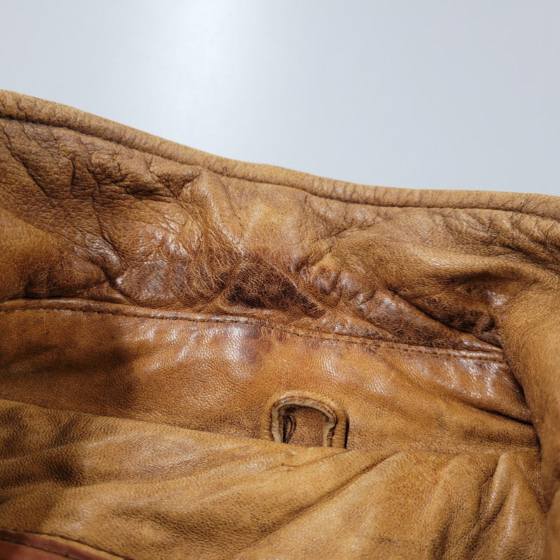 【現状渡し品】【メンズ】 USED SHEEPSKIN A-2 TYPE LEATHER JACKET S-8703 シープスキン A-2タイプ レザージャケット アウター 146-260228-as-20-izu サイズ：XL カラー：ブラウン 万代Net店