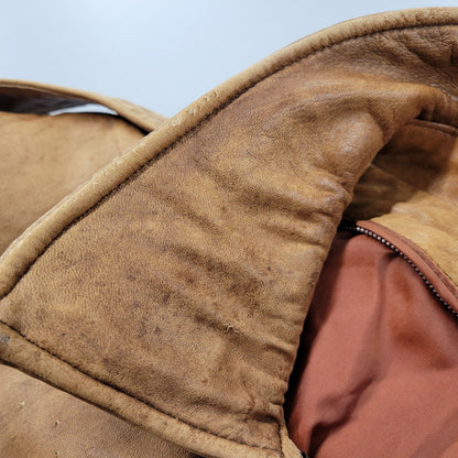 【現状渡し品】【メンズ】 USED SHEEPSKIN A-2 TYPE LEATHER JACKET S-8703 シープスキン A-2タイプ レザージャケット アウター 146-260228-as-20-izu サイズ：XL カラー：ブラウン 万代Net店