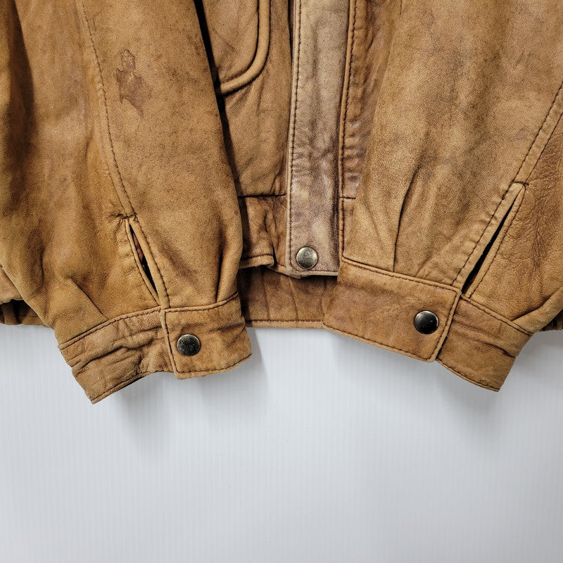 【現状渡し品】【メンズ】 USED SHEEPSKIN A-2 TYPE LEATHER JACKET S-8703 シープスキン A-2タイプ レザージャケット アウター 146-260228-as-20-izu サイズ：XL カラー：ブラウン 万代Net店