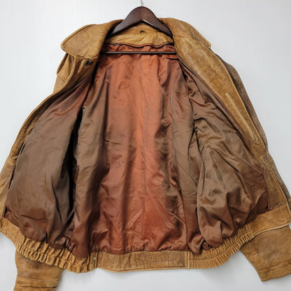 【現状渡し品】【メンズ】 USED SHEEPSKIN A-2 TYPE LEATHER JACKET S-8703 シープスキン A-2タイプ レザージャケット アウター 146-260228-as-20-izu サイズ：XL カラー：ブラウン 万代Net店