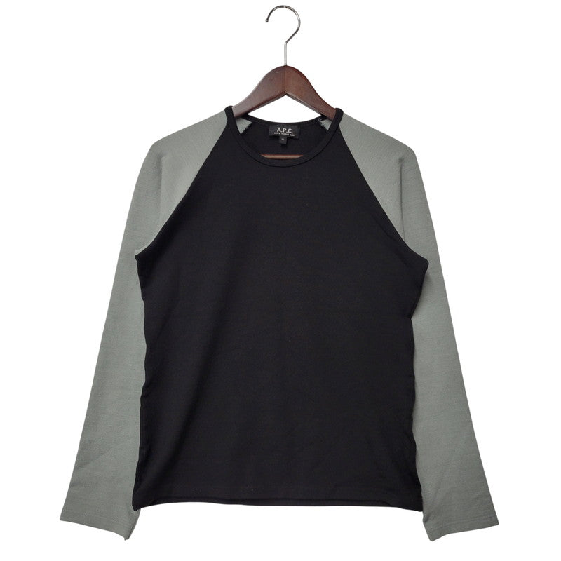 【中古品】【レディース】 フランス製 ACRYLIC RAGLAN CUT SEWN アクリル ラグラン カットソー トップス 長袖 168-260225-cs-16-izu サイズ：M カラー：ブラック×グレー 万代Net店