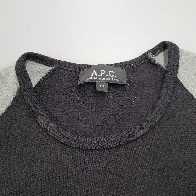 【中古品】【レディース】 フランス製 ACRYLIC RAGLAN CUT SEWN アクリル ラグラン カットソー トップス 長袖 168-260225-cs-16-izu サイズ：M カラー：ブラック×グレー 万代Net店