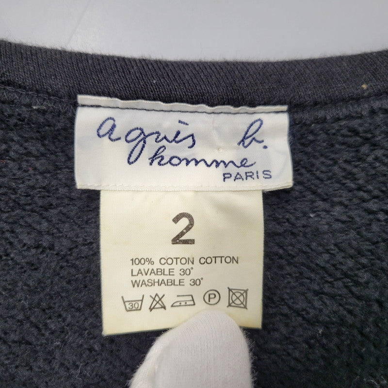 【中古品】【メンズ】 AGNES B. HOMME アニエスベーオム 日本製 SWEAT CARDIGAN スウェット カーディガン 141-260225-yn-06-izu サイズ：2 カラー：ブラック 万代Net店