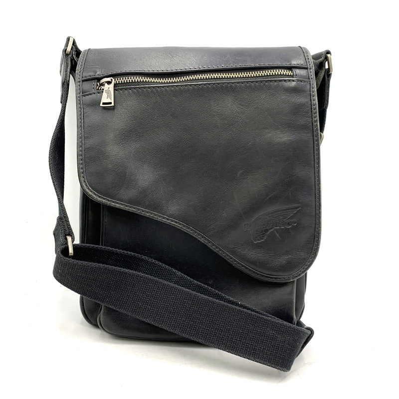 【現状渡し品】【メンズ/レディース】 LEATHER SHOULDER BAG レザー ショルダー バッグ カバン 188-260226-kh-03-izu カラー：ブラック 万代Net店